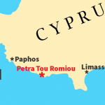 The general location of Petra Tou Romiou beach within Cyprus.