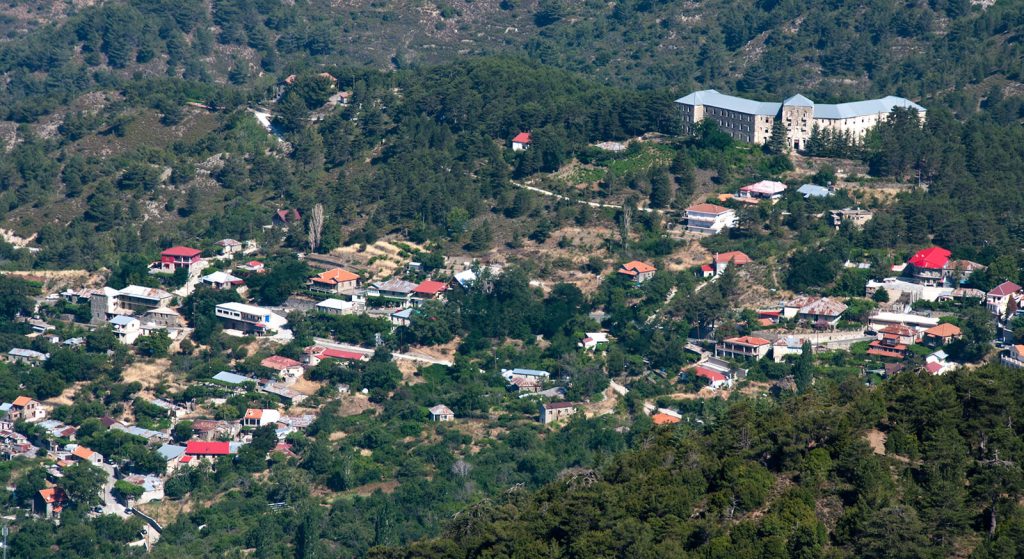 Aerial view of Prodromos village in Limassol district, Cyprus.