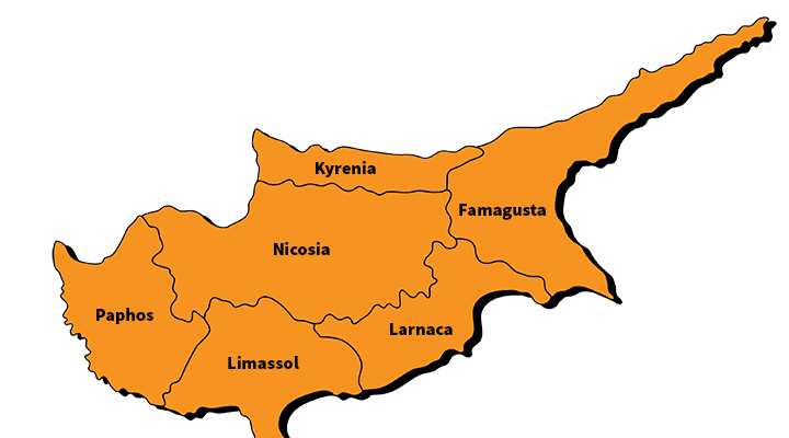 The districts of Cyprus