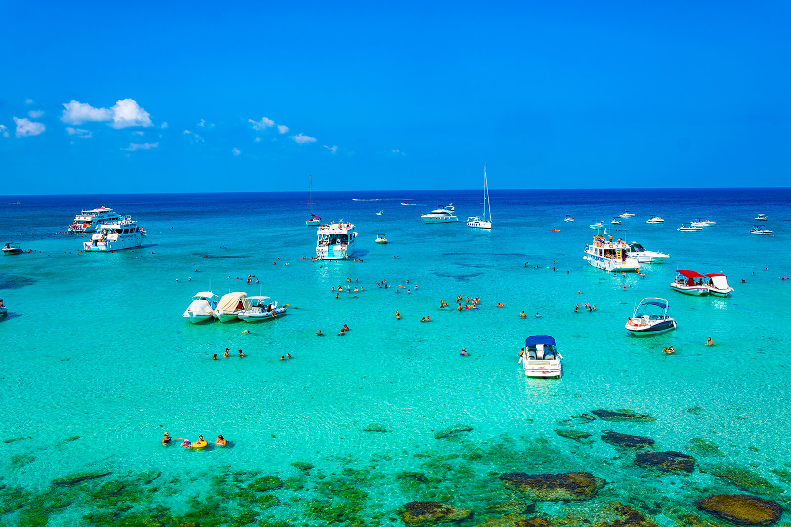 swimming in the lagoon