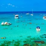 Boats anchored in the Blue Lagoon